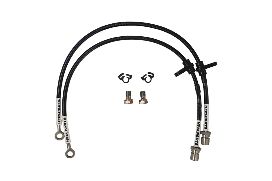 front braided brake lines suits: hfm.parts 326mm two piece front rotor package for subaru brz zc6, toyota 86 zn6