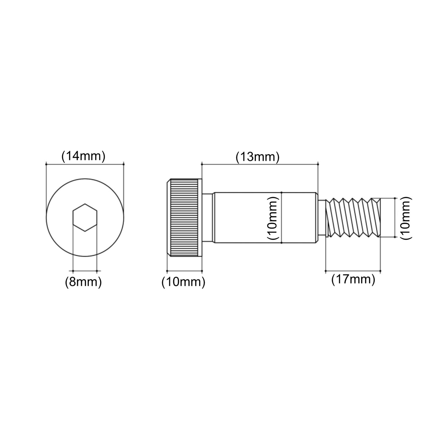 shoulder bolt (m10 x 1.25 x 30mm)