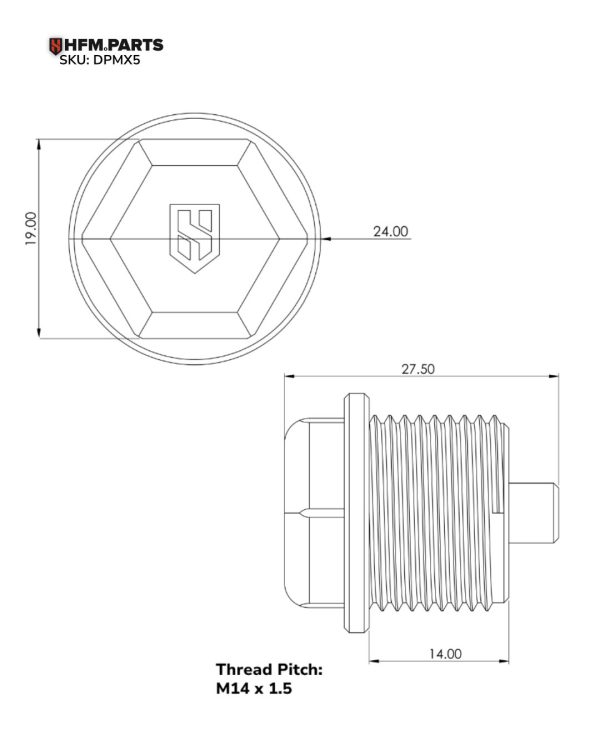 magnetic gearbox and differential drain plug for mx 5 na, nb, nc, nd (m18x1.5)