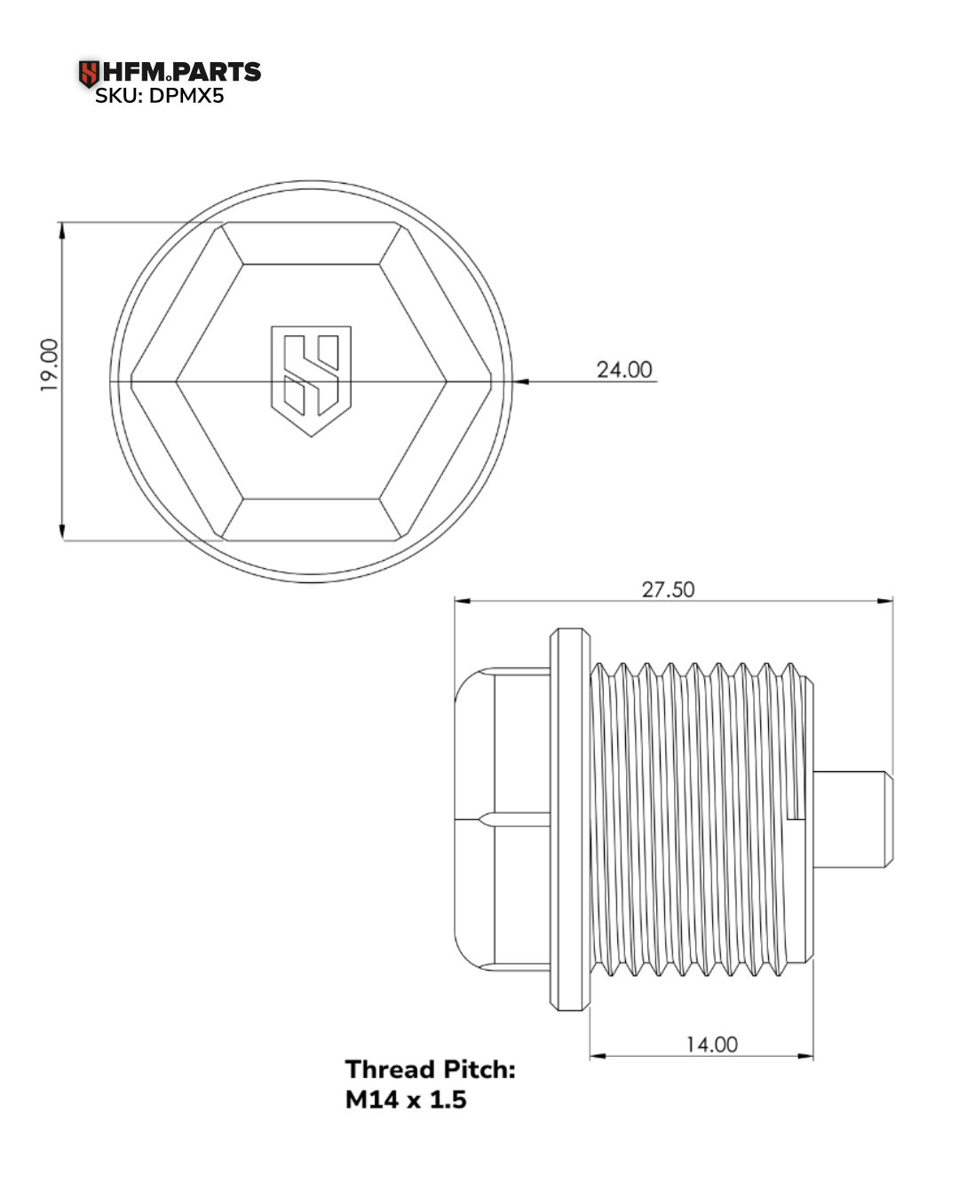 magnetic gearbox and differential drain plug for mx 5 na, nb, nc, nd (m18x1.5)