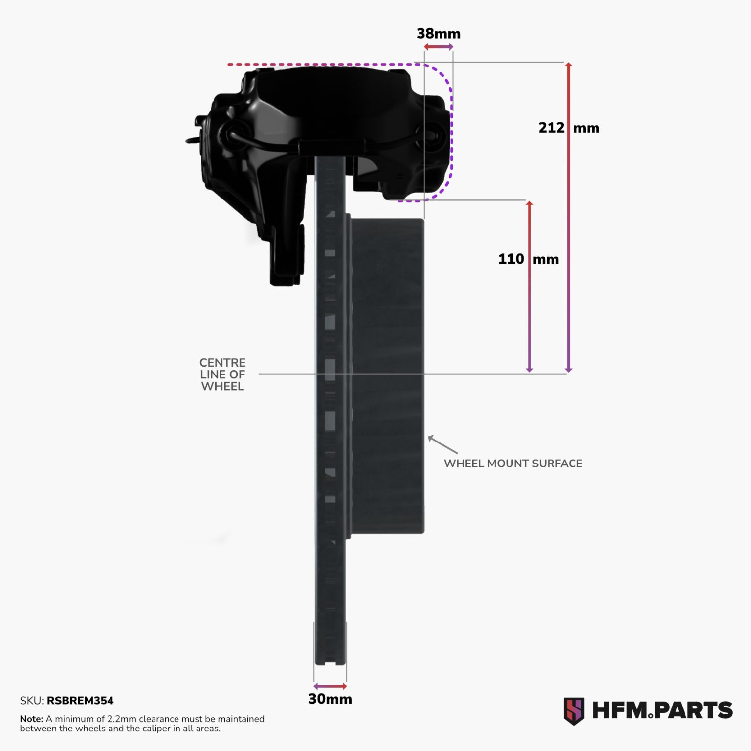 354mm front rotor caliper adaptor bracket for s/r chassis with kia stinger brembo calipers