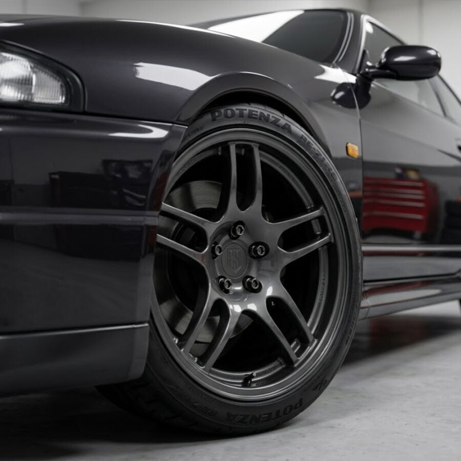 r33 gtr styled monoblock forged wheels gunmetal 18x9.5" (set of 4)