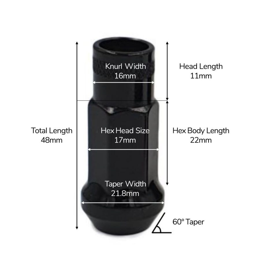 open ended lug nuts (set of 20) m12 x 1.25mm & 1.5mm