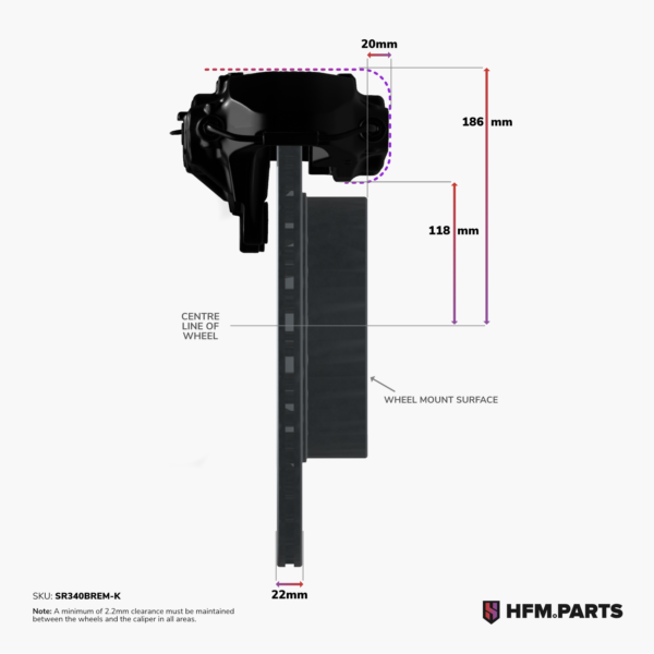 340mm rear rotor caliper adaptor s/r chassis