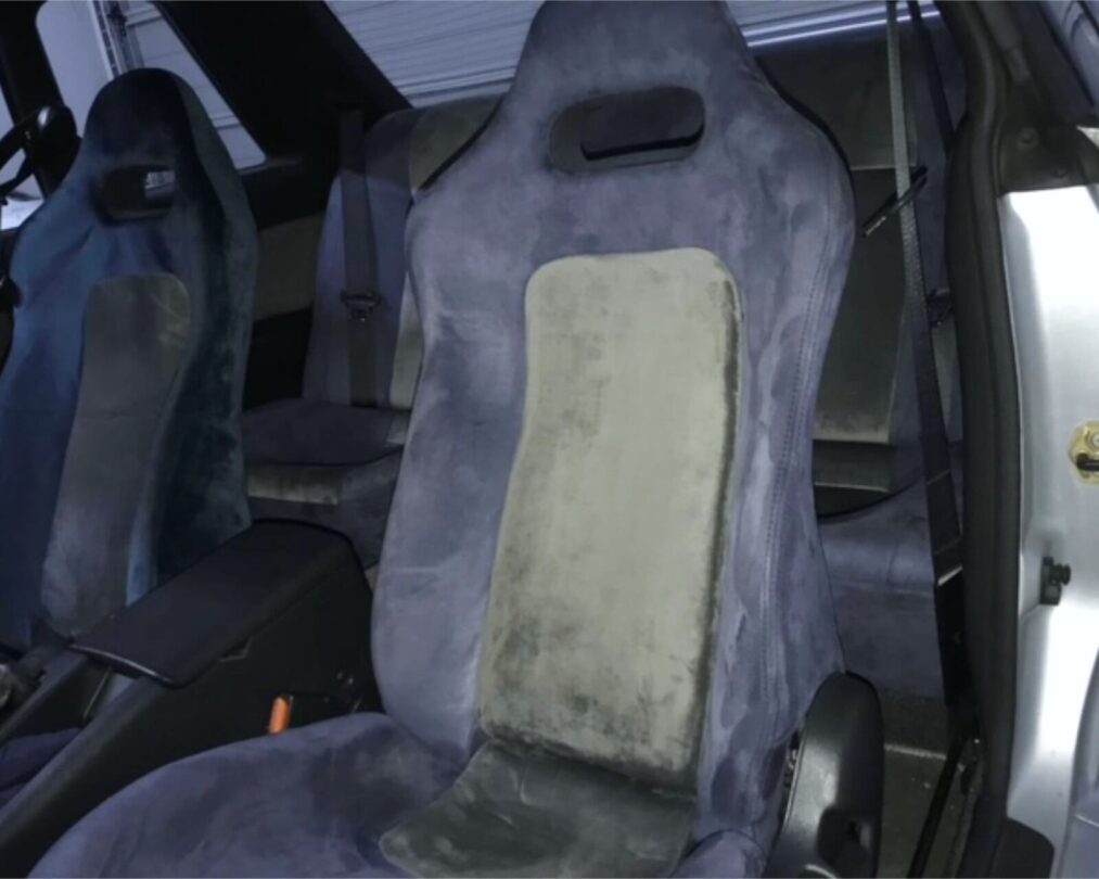 front rh & lh seat cover (blue/gray) small imperfections to suit nissan r32 gtr