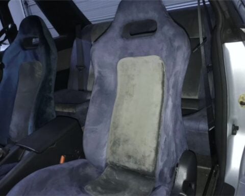 front rh & lh seat cover (blue/gray) small imperfections to suit nissan r32 gtr